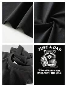 Men's Graphic Tee Raccoon Dad Milk Carton Design  Funny Vintage Style Short Sleeve Summer Casual TShirt For Fathers