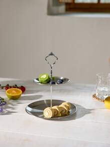 Cirelle 1pc Tiered Dessert Stand - Multi-Tiered Design, Stainless Steel, Elegant And Durable - Perfect For Wedding, Birthday, Tea Party, Fruit Plate, Snack Pastry Tray In Golden Or Silvery Finish - Multicolor - View 2