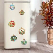 6pcs Diamond Painting Magnetic Christmas Ball Fridge Decor, 5D DIY Shiny Diamond Craft Kit, PET Material, Beginner Handcraft Skill Upgrade Christmas Gift, Fridge Decor Ideal Accessory - Christmas Home Decor Gift