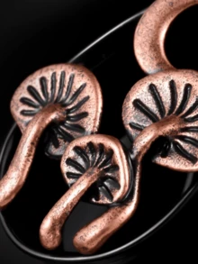 1PC Double FLared Tear Drop Ear Tunnels Piercing Stainless Steel Mushroom Gauges Gold Earrings Plugs. - As Shown - View 8