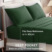 FORZZZ 4 Piece Soft Microfiber Sheet Set - Luxury 2000 Ultra- Deep Pockets -Bedding Sheets & Fitted Bed Sheet & Pillowcases(Green) - 橄欖綠 - 查看 1