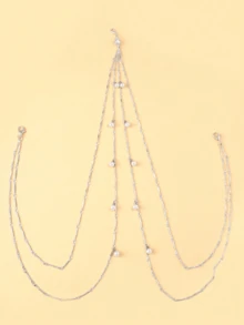 1 件金属性感比基尼身体链，带仿珍珠装饰腰链，适合夜总会派对的珠宝 - 銀色 - 查看 10