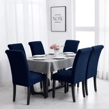 6 Piezas Fundas para sillas Comedor Fundas de Silla Elásticas Antideslizantes Protector de Silla Cubre Lavables para Banquetes Hogar Restaurante Hotel Marino - Azul Marino - Ver 3