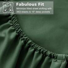 FORZZZ 4 Piece Soft Microfiber Sheet Set - Luxury 2000 Ultra- Deep Pockets -Bedding Sheets & Fitted Bed Sheet & Pillowcases(Green) - 橄欖綠 - 查看 6