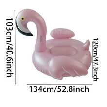 1pc Pink Flamingo Inflatable Pool Float, Suitable For Single Use, Pool Party - Pink - View 6