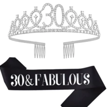 2 Stücke/Set Geburtstags-Schärpe und Tiara für Frauen, inklusive Geburtstagskrone, Happy 18., 21., 30., 40., 50., 60., 70. Geburtstags-Schärpe, Schleife, fantastische Kerzen und Kuchendekoration, Geburtstagsgeschenke für Frauen, Partyzubehör für glücklichen Geburtstag, Valentinstag Accessoires in Gold - Verschiedenfarbig - Übersicht 7