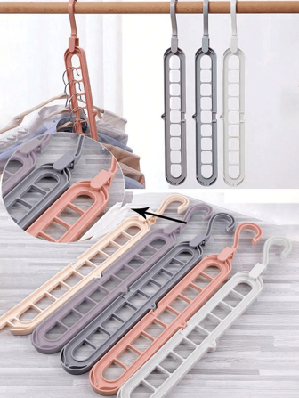 1pc 9-Hole Foldable & Rotatable & Multifunctional Magic Clothes Hanger With Storage Shelf (Color Random Delivery) Decorations Decor Festival Decor Room Decor Home Decor Decor Bedroom Decor Dress Pants Shoes Jeans Boots Skirt