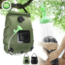 Solar-Heated Military Green Outdoor Camping Shower Bag – Portable Water Storage For Camping, Hiking, And Toiletry Use
