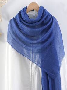 1pc Women Thin Solid Color Velvet Scarf, Breathable & Warm Head Wrap, Shawl, Spring/Summer For Dress