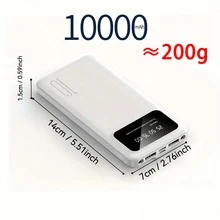 Black Portable Power Bank, 200-400g Slow Charging Power Bank, 10000/20000mAh, Initial Charge May Be Low And Disappear Quickly, Battery Display Will Be Normal After 2 Uses, Compatible With Mainstream Mobile Devices (2xUSB Output, Type-C, Micro For Charging Power Bank), LED And Digital Display, Suitable For Graduation Gift, Bachelor Party Gift, Bridesmaid Gift, Father's Day Gift - White - View 16