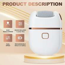 1 قطعة جهاز كهربائي قابل للشحن لطحن القدم، 3 رؤوس طحن بديلة، ضبط سرعة مزدوج، رأس طحن سميك لإزالة الندبات، قابل للشحن عبر USB، محمول وسهل الاستخدام، العناية بالبشرة الجافة والمتشققة، يقلل من الندبات، يصلح بشرة القدم - مناسب للاستخدام المنزلي والسفر - متعدد الألوان - مشاهدة 9