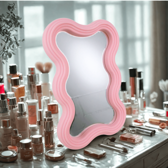 C&J FLORI Espejo Decorativo Ondulado Para Pared Baño Tocador Dormitorio Espejo De Retoque Ideal Para Toda La Familia Mujer Dama Niña