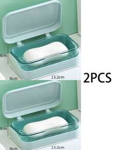 带排水孔的皂碟，创意双层皂盒，适用于浴室、旅行和居家使用，翻转式沥水皂架，适合居家、露营、旅行和各种时尚场合，旅行必备，家居浴室装饰，秋季装饰，返校季装饰 - 彩色 - 查看 12