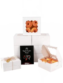 Hộp đựng bánh tráng miệng màu trắng 12/24 có nhãn dán cảm ơn màu trắng, thích hợp để đựng bánh tráng miệng, quà cưới và sinh nhật - Nhiều màu - Xem 1