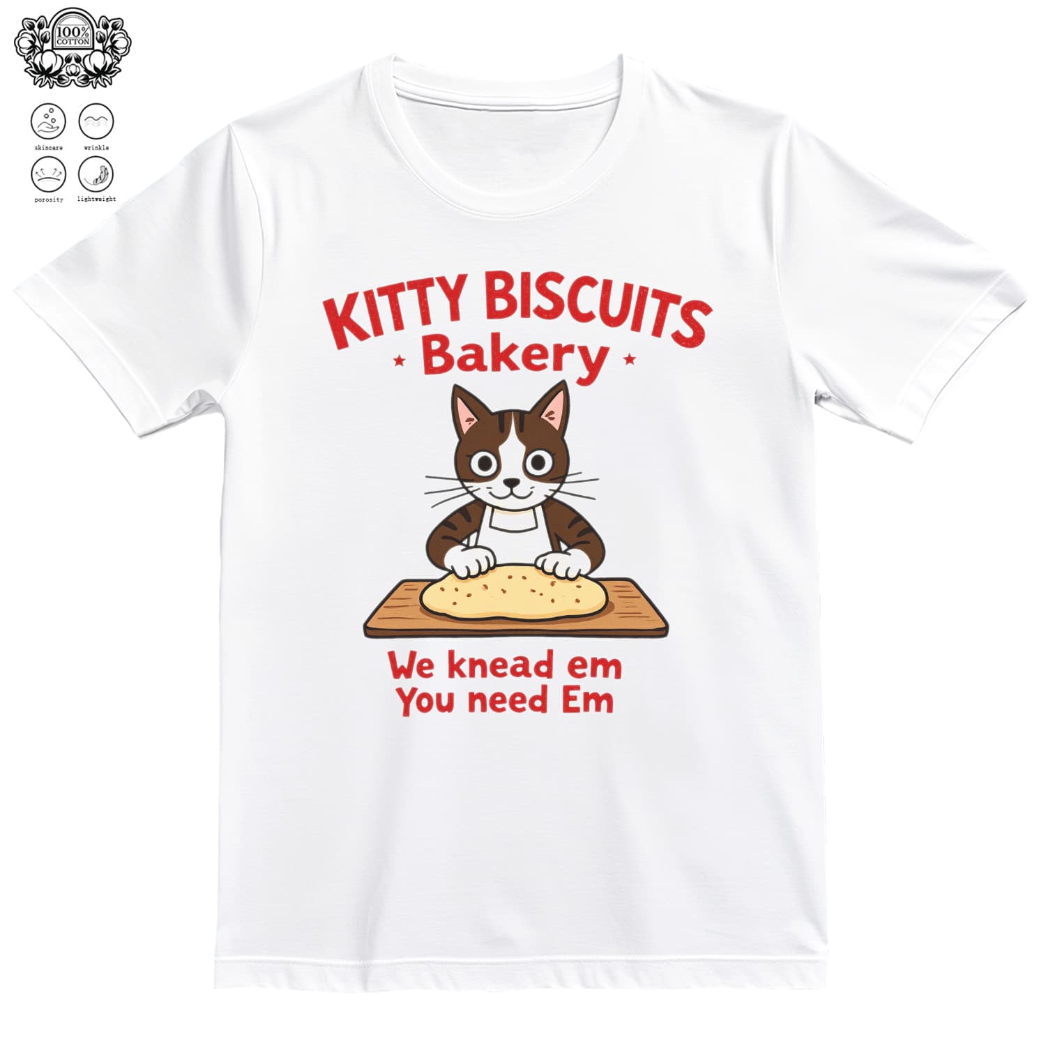 Womens Kitty Biscuits We Knead Em You Need Em Cat Lover Baking V-Neck T-Shirt.Png 0001- (1)220G Cotton For All-Day Comfort – Great For Beach Days, Hiking, Casual Meetings, Or Airport Looks – Easy To Dress Up Or Down – Makes A Unique And Practical Gift For , Travelers, And Busy Professionals.4th Of Julysummer Outfits For Women - 白色1 - 查看 1