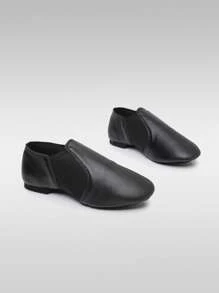 Mädchen Schuhe, Tanzschuhe für Jungen, Kinder Weiche Leder Jazz Schuhe, Leichte Schwarze Flache Schuhe, Unisex Tanzschuhe, EVA Geteilte Sohle