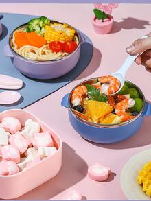 Isolierte Kinder-Lunchbox, Edelstahl Bento Box mit Besteck für Schüler