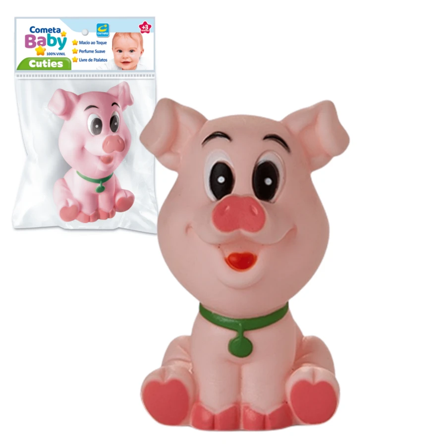 Porquinho de Borracha Mordedor de Vinil para Bebê Brinquedos Cometa - Multicolorido - Visão 1