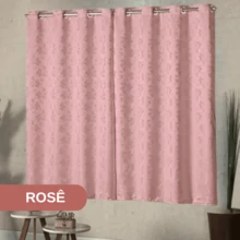 Cortina Jacquard 2,00x1,30 - Moderna Pratica Estilosa p/ Sala Quarto Escritório - Rosê - Visão 3