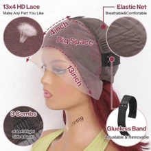 34 Inch 200% Density 13x4 Ear To Ear Lace Frontal Human Blended Hair Pre-Plucked With Baby Hair HD Transparent Lace Frontal Wig Natural Black Bone Straight Wigs Brazilian Hair For Women High Temperature Resistant Fiber Synthetic Mixed Human Hair Blended Wig Natural Looking 8-36 Inch - SBUG - View 5