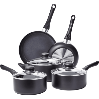 8-Piece Non-Stick Cookware Set, Black