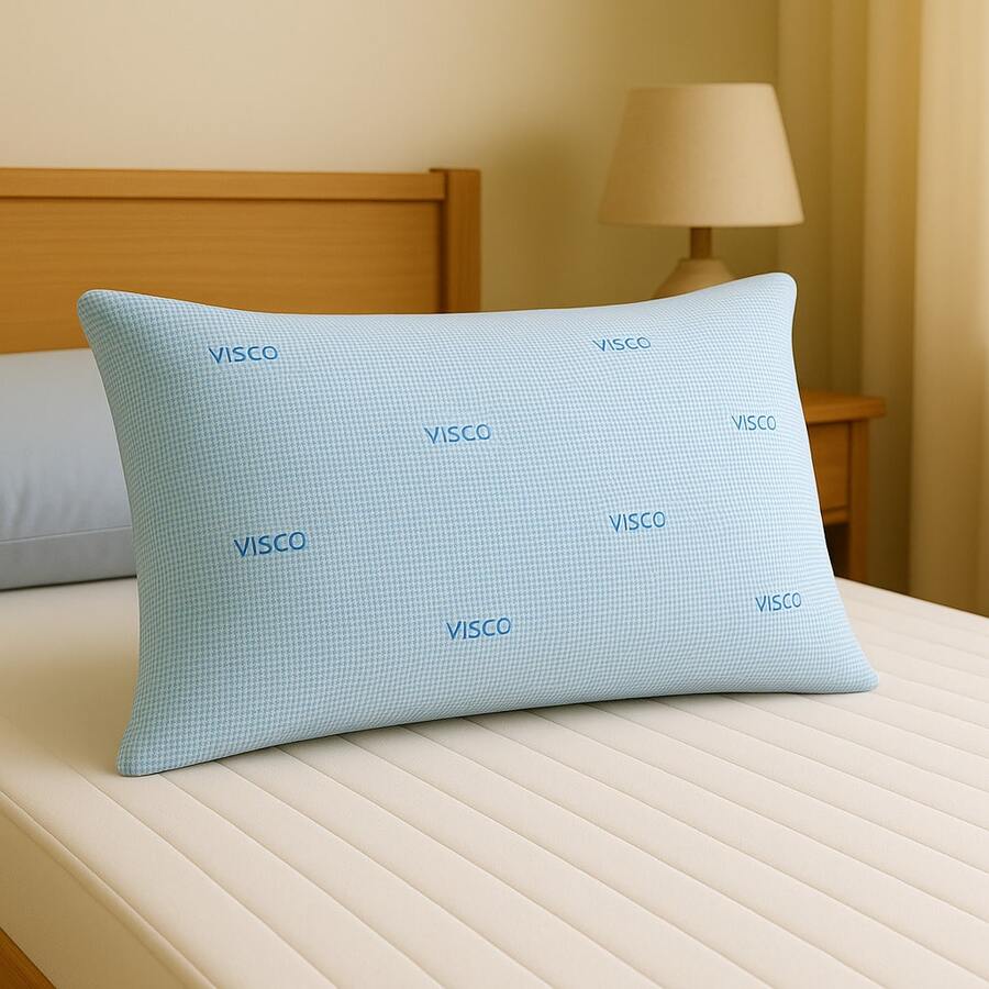 Gối Visco MADE IN TURKEY – 50x70 Cm – Lõi xốp nhớ vụn – Vỏ cotton – 1000g – Gối hỗ trợ cổ và lưng - Màu xanh lam - Xem 1