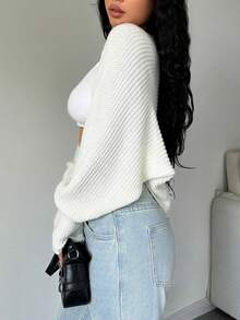 Suéter cárdigan minimalista simple, elegante y moderno, suéter para mujer, ropa de abrigo, suéter holgado de manga larga, prendas de punto para primavera, otoño e invierno. - Blanco - Ver 6