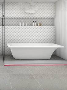 1 件 1 米白色硅胶止水条，用于浴室防水和防潮浴室阻水条、浴室防水条、淋浴房防水条、卫生间地板阻水条、台面自粘条耐用防水密封条 - 1 卷防水阻水条，适用于浴室、淋浴房、卫生间地板 - 易于安装