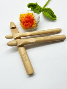 Móc gỗ lớn 15mm/20mm/25mm, màu tre, thích hợp cho người mới bắt đầu và người đã có kinh nghiệm, lý tưởng để móc tổ động vật - Màu be - Xem 6