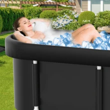 Portable Ice Bath Tub For Home Gym Outdoor - Foldable Oval Tub For Athletes Recovery - Black - View 7