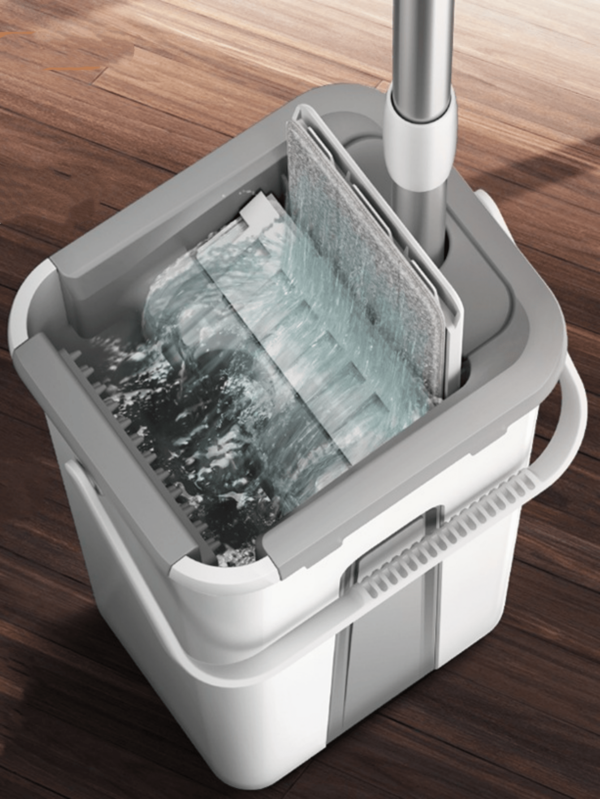 Ensemble de vadrouille et seau à plat sans les mains pour le nettoyage professionnel des sols de la maison avec des tampons microfibre lavables pour les sols en bois dur