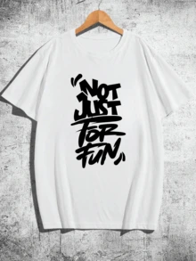 Casual Round Neck Short Sleeve Men's T-Shirt, Creative Printing Pattern, Simple Design, Knitting Process, Soft And Comfortable, Suitable For Campus Wear, Party Gathering, Daily Wear, A Good Choice For Family And Friends - 白色 - 查看 2