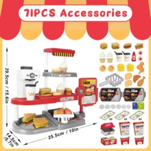 71Pcs Kids Fast Food Playset Caterer Kitchen Toy Set - Red - View 2