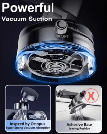 New 2026 Magnetic Vacuum Suction Cup Phone Holder, Suitable For Cars And Homes. This Vacuum Suction Cup Phone Holder Features A Foldable Design, Is Universally Compatible With IPhones And Android Devices, And Is Suitable For All Car Models. It's An Adjustable Car Phone Holder With 360-Degree Rotation, An Interior Accessory, And Has A Smooth Surface. A Perfect Mother's Day Gift - 黑色 - 查看 3