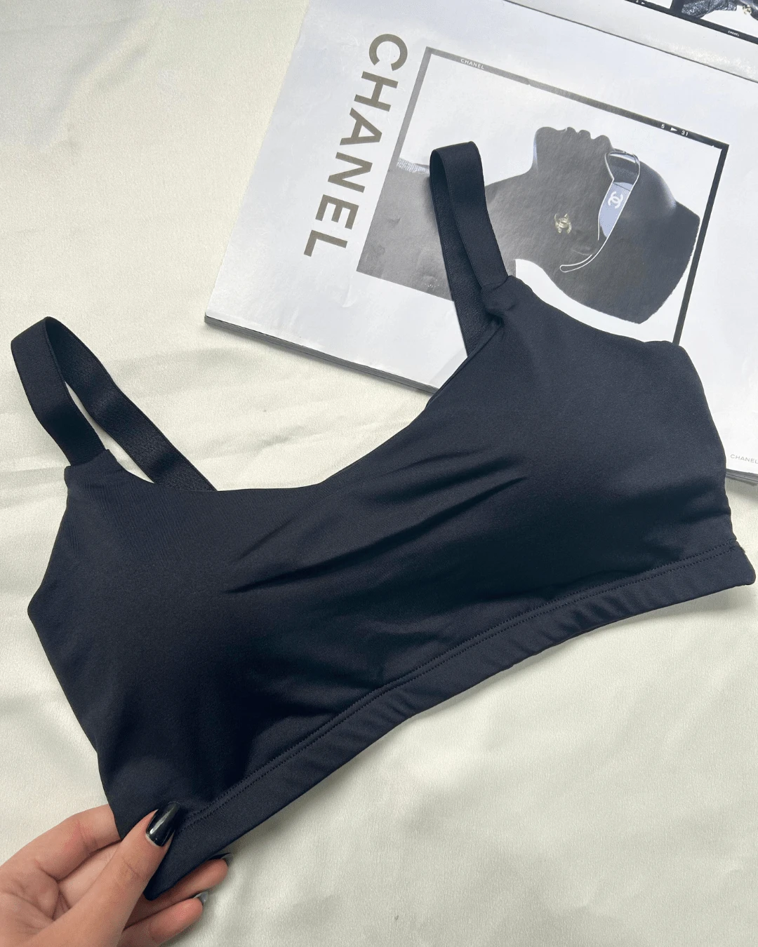 Sports Bra Top With Removable Cup, Thin Straps, Comfortable, Zero Transparency - màu đen - Xem 1