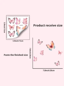 6 件夜光蓝色蝴蝶墙贴，适用于卧室和客厅的夜光装饰 - 粉紅藍光蝴蝶 - 查看 8