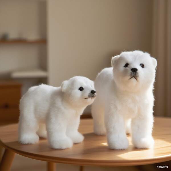 1 peça de 7 polegadas de pelúcia simulada de urso polar, decoração criativa feita à mão de animais árticos, presente de Halloween e Natal