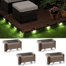 4/10/16 Stücke Solar Zaunbeleuchtung, wasserdichte kleine LED Weihnachtsbeleuchtung in Weiß, Schwarz, Braun für Outdoor an Terrasse, Treppe, Zaun, Garten (Braun)