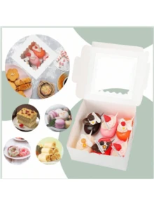 Hộp đựng bánh tráng miệng màu trắng 12/24 có nhãn dán cảm ơn màu trắng, thích hợp để đựng bánh tráng miệng, quà cưới và sinh nhật - Nhiều màu - Xem 4