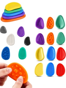 6pcs Sensory Soothing Stones, Soft Textured Fidget Toys, Suitable For Teens - Relieve Anxiety And Stress, For Students, Soft Textured Calming Stones, Stress Relief Toys, Sensory Toys, Party Favors, Valentine's Day Gifts - Multicolor - View 1