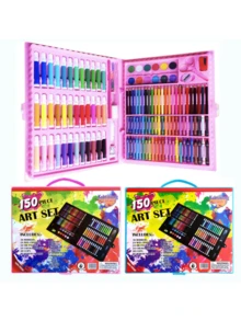 1 套 168 件/150 件儿童艺术绘画套装，包括绘画用品彩色铅笔、橡皮擦、颜料盒等。适合返校的好礼物（包装图案和内部组件颜色随机） - 彩色 - 查看 5
