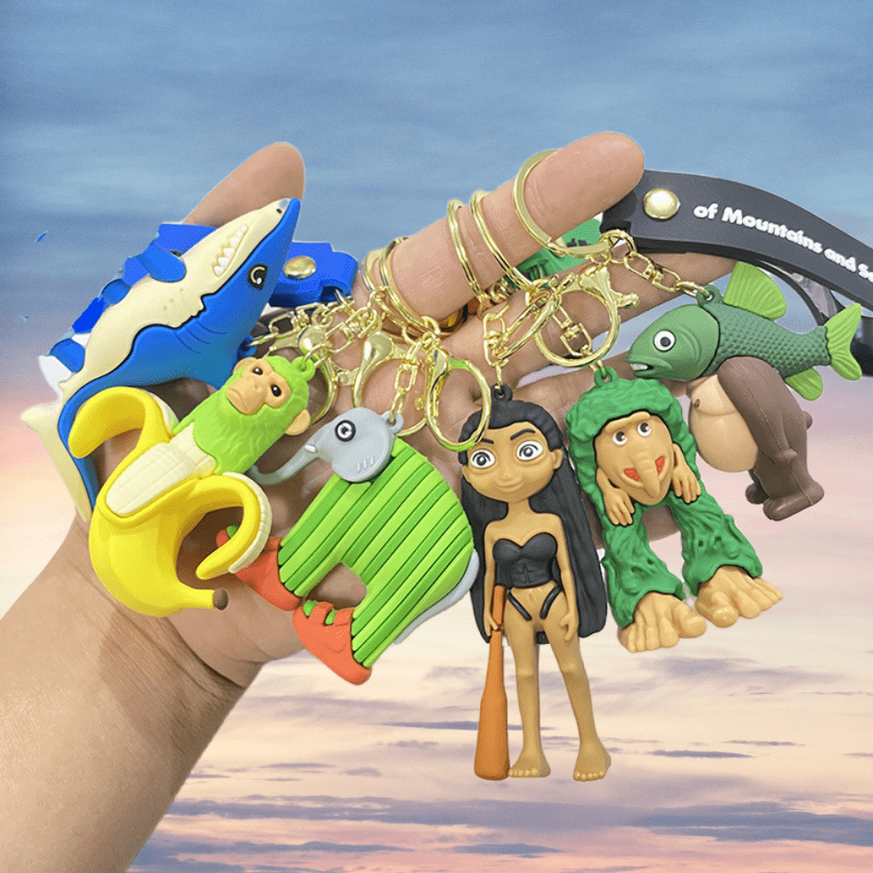 1pc Shanhaijing Keychain, Wooden Stick Man Funny Pendant, Big Foot Tree Shark Plush Doll, Creative Cartoon Figurine, Children's Doll, Small , Student Backpack Accessory, National Style Cultural Creative Item Halloween Accessories Teachers Day Christmas Gift Ideas Bag Accessories Lanyards With Id Holder Car Accessories Bag Charms