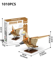 1 pieza Dinosaurio de la era Jurásica 1500 piezas Kit de construcción 3D creativo y educativo, juego de bloques de construcción para descompresión, decoración ideal para amantes de los dinosaurios, regalo para fiestas y cumpleaños