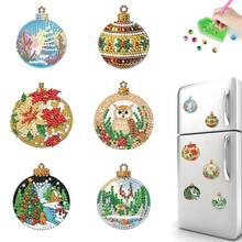6pcs Diamond Painting Magnetic Christmas Ball Fridge Decor, 5D DIY Shiny Diamond Craft Kit, PET Material, Beginner Handcraft Skill Upgrade Christmas Gift, Fridge Decor Ideal Accessory - Christmas Home Decor Gift