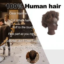Kinky Curly 100% Human Hair Mannequin Head For Hairdresser Practice Afro Cosmetology Manikin Doll Head Styling Hair Extension Braiding - Multicolor - View 10