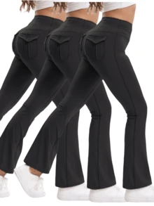 3 Pack Bootcut Yoga Pants With Pockets For Women - Flared Leggings High Waist Womens Trousers Tummy Control With 2 Pockets -No Perspective Exercise-Stretchy & Breathable Fabric - Suitable For Yoga, Fitness & Everyday Wear - Perfect Gift For Women,3pcs Leggings Set,Gym Clothes Women Set,Workout Sets(If You Are Between Sizes, We Recommend Sizing Up) - 3 chiếc màu đen - Xem 11