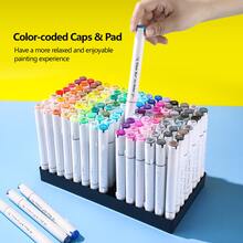 168/120/100/80/60/48 Colores Marcadores de Arte de Doble Punta, Bolígrafos para Bocetos, Rotuladores de Pincel y Rotuladores Permanentes de Punta Biselada con Difuminador y Delineador, Juego de Suministros de Pintura, Ideal para Artistas, Adultos, Fans de Anime, Colorear, Bocetos, Ilustración y Elaboración de Tarjetas, Regalos de Navidad, Año Nuevo, Vuelta al Colegio - Blanco y Negro - Ver 10