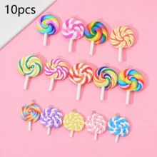20/10/50颗可爱糖果造型树脂吊坠 3D装饰，散装树脂珠子，珠宝制作材料，适用于手机壳、剪贴簿、DIY工艺品、美甲，仿软糖树脂珠 - 彩色 - 查看 10