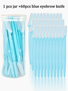 60/30/12/6/3/1件組 藍色眉毛修剪器、去角質刮毛器、身體除毛修剪器與面部修容套組，女性眉形修整工具，適合日常使用或旅行，禮物、超值、旅行必備 - 藍色 - 查看 13