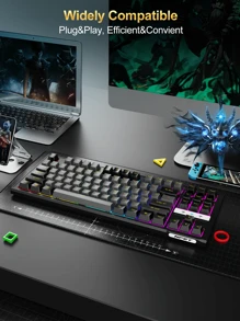 bfairy 87 Keys Mechanical Gaming Keyboard, Hot-Swappable  Compact, RGB Gaming Keyboard With 45g Red Switches, Anti-Ghosting, For PC Gaming & Typing, Beginner-Friendly (Black&Grey)